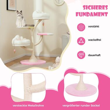 Дерев'яний кігтеточка для котів COSTWAY 165 см з 4 лежаками, печерею та сизалевими стовпчиками. Міцний кігтеточка-вежа з металевим каркасом, меблі для котів.