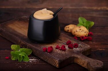 Цукорниця Pullmer з кераміки з кришкою з бамбука та ложкою, цукровий контейнер (чорна, кругла квадратна)