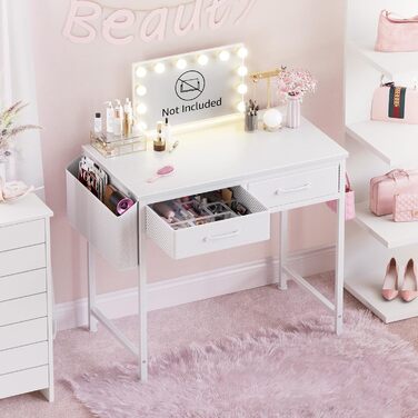 Fabric Drawer Computer Desk for Home Office & Bedroom - Small Gaming Desk with 2 Drawers | PC Desk, 39.4