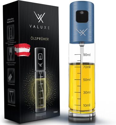 Розпилювач олії VALUXE® Оригінал - Преміум нержавіюча сталь та скло, точний дозатор для кухні, блакитний