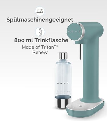 Smeg SKC01BLM Содовий апарат з регулятором газування та піддоном, 800 мл, темно-синій матовий