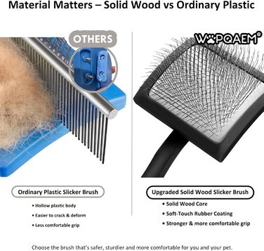 Гребінець для собак та котів Slicker з дерев'яною ручкою та довгими шпильками з нержавіючої сталі – видаляє підшерсток, ковтуни та вузли – з гребенем для догляду – для голден ретриверів та мейн кунів – великий (чорний)