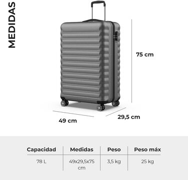 Набір валіз NEWTECK 4 шт. (75см, 63см, 53см, культури) ABS, жорсткий, з 4 колесами, сірий