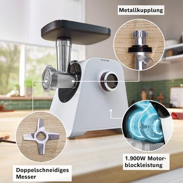 М'ясоподрібнювач Bosch Serie 4 MFWS420W: потужний, компактний, з планетарним приводом, гарантія 10 років