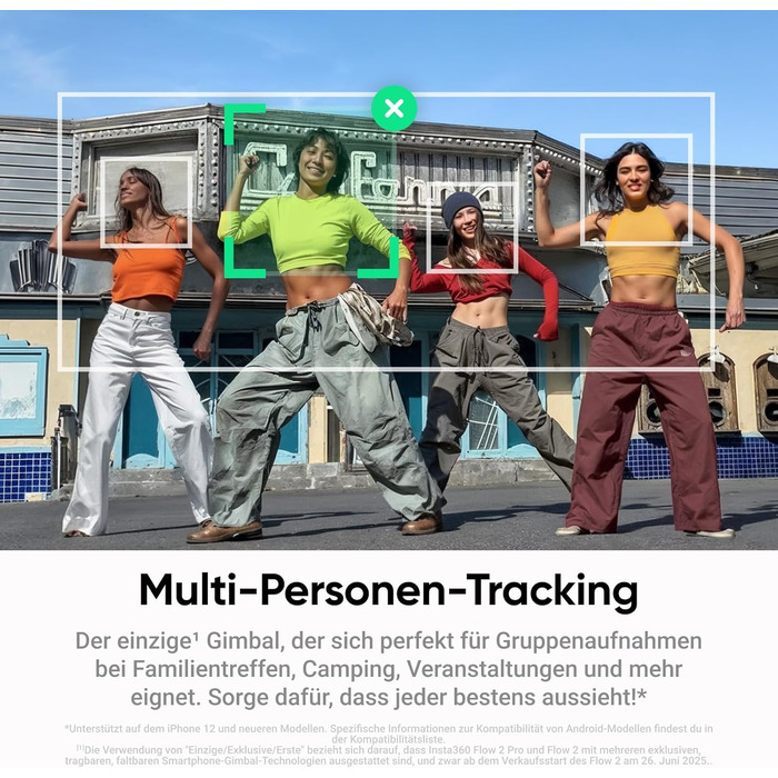 Insta360 Flow 2 сірий – стабілізатор для смартфонів, з функцією AI-трекінгу, вбудований штатив/селфі-стік, пульт дистанційного керування, для iPhone/Android, для подорожей