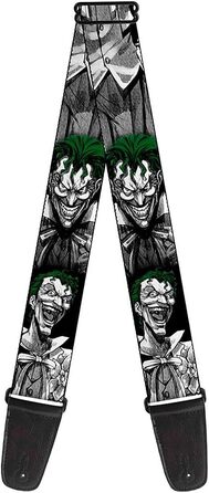 Гітарний ремінь Buckle-Down з дизайном 'Веселий Джокер', чорний/білий, 34-60 дюймів