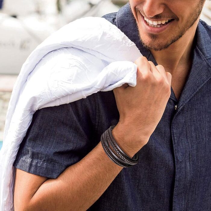 Чоловічий шкіряний браслет Speroto Premium (23 см, коричневий) з магнітною застібкою з нержавіючої сталі - ідеальний подарунок для чоловіків