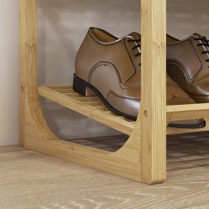 HOMCOM Bamboo Shoe Rack Shoe Organizer 4-Tier for up to 12 Pairs of Shoes with Handle for Entrance Bedroom 76 x 33 x 67 cm Natural