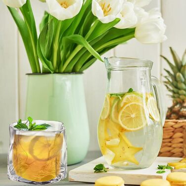 Набір склянок 6 шт. 200 мл - Кришталеві склянки для віскі з нерівномірною поверхнею - склянки для напоїв, кави, коктейлів, лонгдрінків, води, чаю, кави, соку - придатні для миття в посудомийній машині (прозорі)