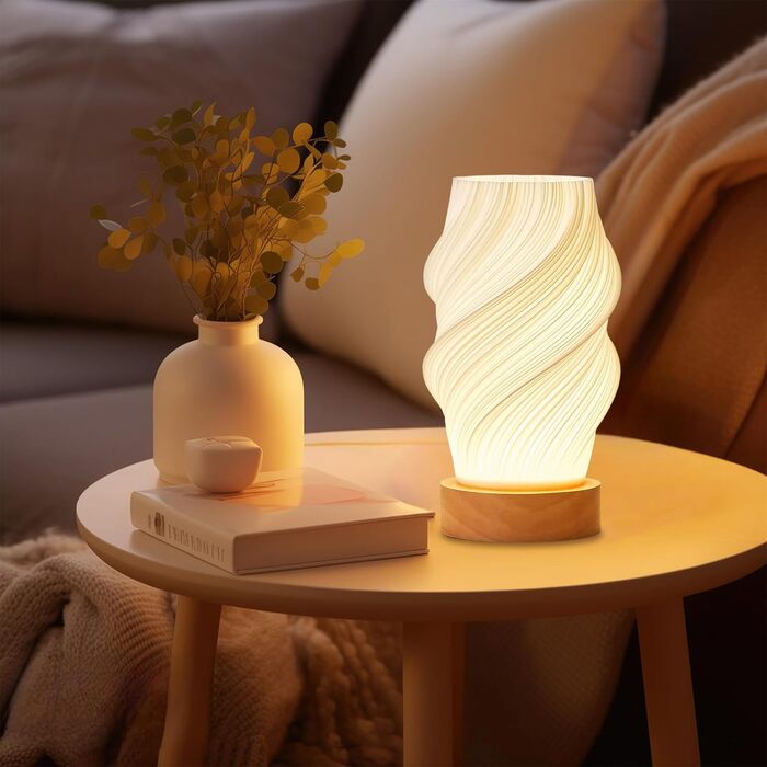 Дерев'яна настільна лампа - 3 режими, 9-рівнів регулювання яскравості LED, мінімалістичний дизайн, для спальні, вітальні, нічного столика, декоративна лампа з теплим/холодним білим світлом