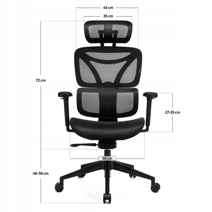 Ергономічне крісло Control Series, чорне LV0654 - Levano System