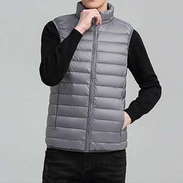 Чоловіча пухова жилетка, легка, стегана, для активного відпочинку, водонепроникна, без рукавів (Сірий, XXL)