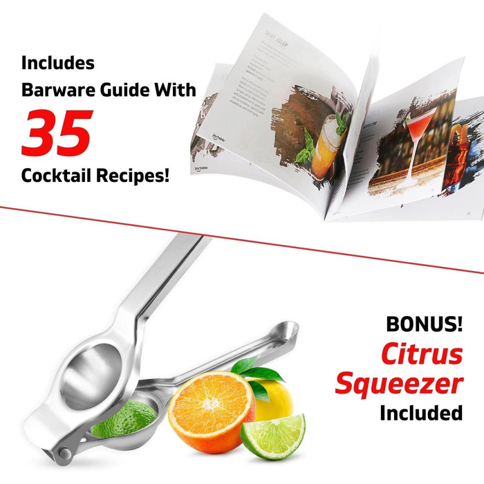 JoyTable 16-Piece Cocktail Bar Set with Citrus Press & Recipe Book - Professional Bartender Kit