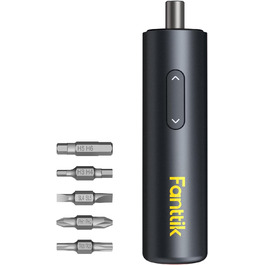 Fanttik NEX S1 Капсульний акумуляторний шуруповерт, 3.7V, 5Nm, 320 об/хв, LED, S2 біти, 5 шт. сталеві біти для меблів та побутових приладів, чорний