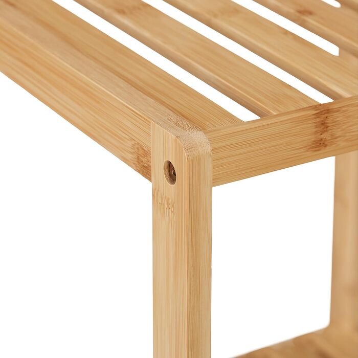 Relaxdays Bamboo Bathroom Shelf, 5 Shelves, HWD: 162 x 38 x 39.5 cm, Freestanding Shelf for Bathroom & Kitchen, Natural