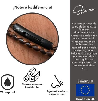 Браслет шкіряний Simaru Premium, виготовлено в Німеччині, унісекс, коричневий, обхват зап'ястя 17-18 см