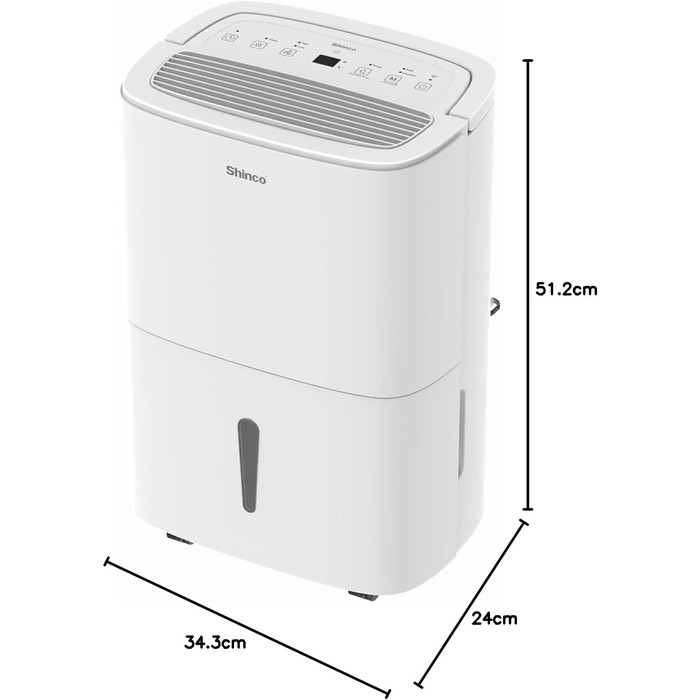 SHINCO 30L Електричний осушувач повітря з Wi-Fi, 105 м³, 5L бак, таймер, фільтр, безперервний злив (SDZ1-30D-M)
