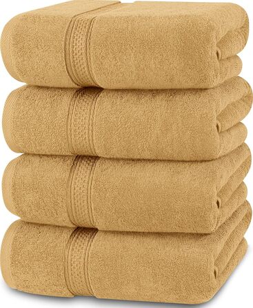 Набір з 4 преміум рушників для ванної Utopia Towels, 68x137 см, 100% бавовна, 600 г/м², швидковисихаючі та дуже вбираючі, для щоденного використання, бежеві