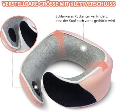 Подушка для шиї Proglobe, 100% Memory Foam, ортопедична, для подорожей (літак, авто, поїзд), з маскою для сну, сітчаста сумка (рожевий)