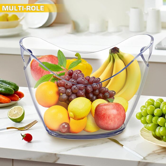 Емальований відро для шампанського 8L, відро для льоду, охолоджувач для вина та шампанського, велике відро для льоду, контейнер для фруктів та овочів (прозорий)