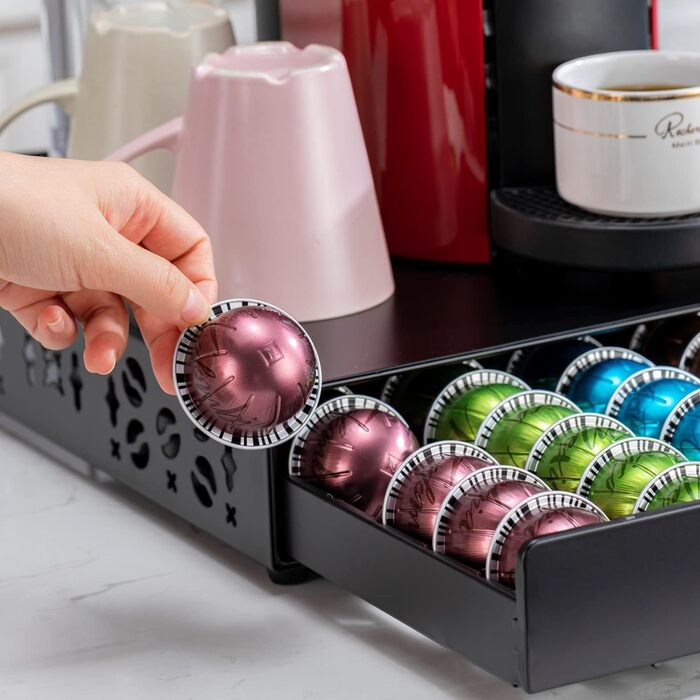 Організатор для капсул Nespresso Vertuo: металевий стійка на 50 капсул, чорний