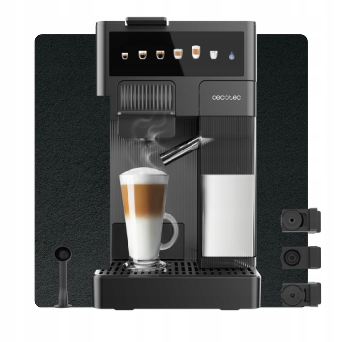 Кавомашина тиску та крапельна Cecotec FreeStyle Latte, 1350 Вт, чорна, 20 бар