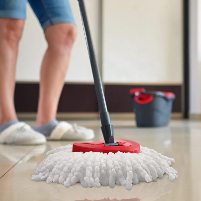 Replacement mop head – including 1 rotating mop base – EasyWring mop refill, compatible with O Cedar mop, replacement head, microfiber mops for floor cleaning for triangular pin mop