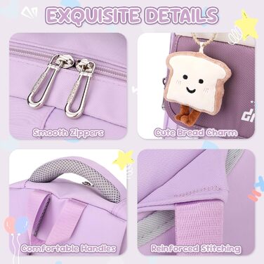 Набір шкільних рюкзаків для дівчаток: рюкзак та сумка через плече, 36л, 3-7 клас, фіолетовий