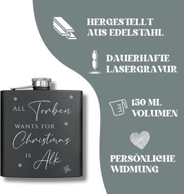 Набір фляг з гравіюванням - персоналізований з іменем - ідеальний подарунок на весілля та для чоловіків - нержавіюча сталь (Дизайн 10)