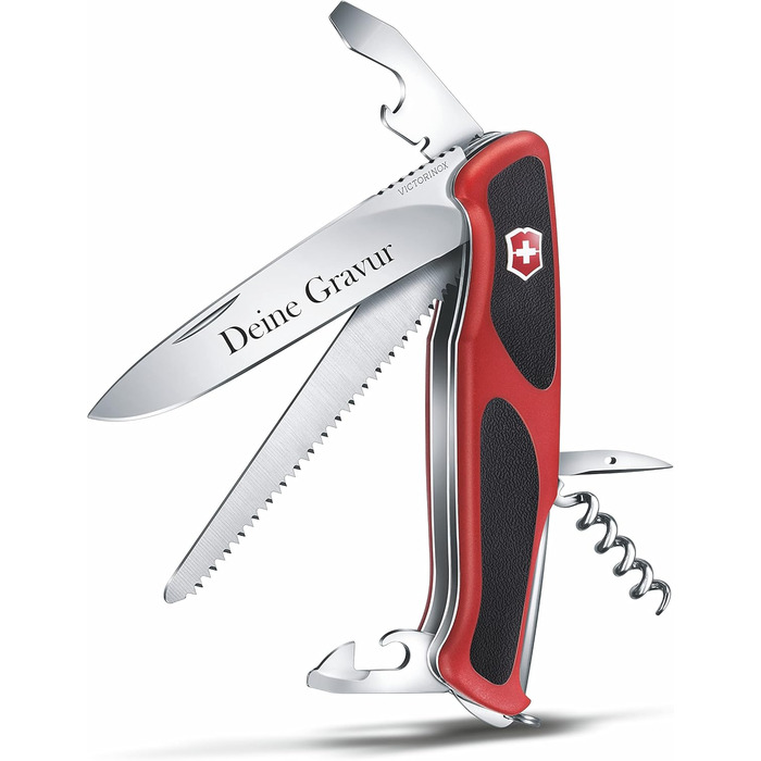 Швейцарський ніж Victorinox RangerGrip 55 з гравіюванням на лезі. Персоналізований ніж з 12 функціями. Подарунок для чоловіків та жінок.