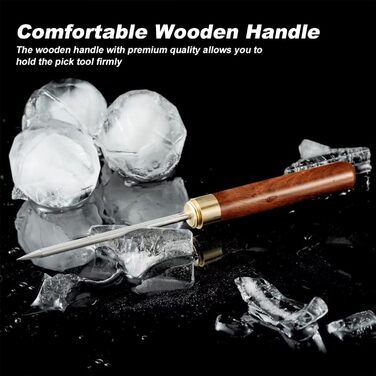 Ice Picks with Cover - 2 Pack Stainless Steel Ice Breakers, Non-Slip Wooden Handle, Ice Pick Tool, Easy to Grip, Ice Pick for Kitchen