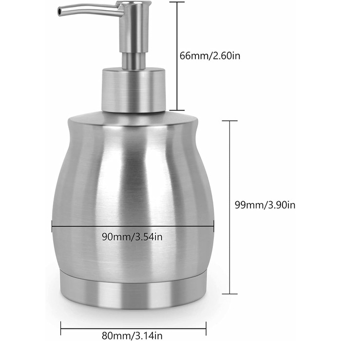 Дозатор мила з нержавіючої сталі, 390 мл, сріблястий (для кухні та ванної кімнати)