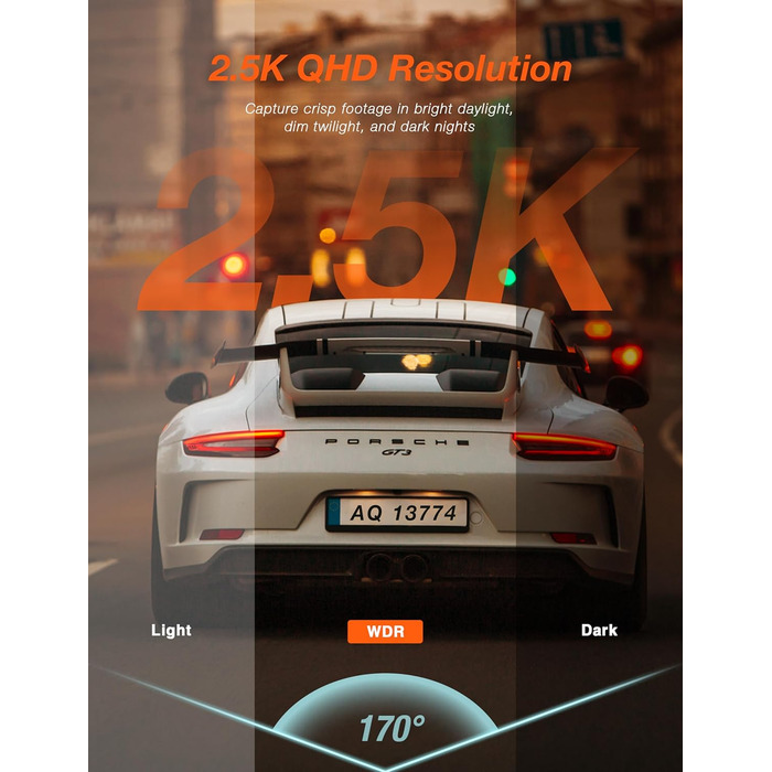 Автомобільний відеореєстратор iZEEKER 2.5K WiFi з картою 32GB: Full HD, нічна зйомка, G-сенсор, WDR
