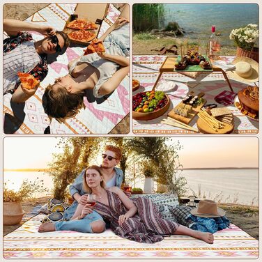 Пікнікова ковдра LARUTAN Boho 200x200 см, водонепроникна, складна, для пляжу, кемпінгу, відпочинку, зелена, 200x300 см