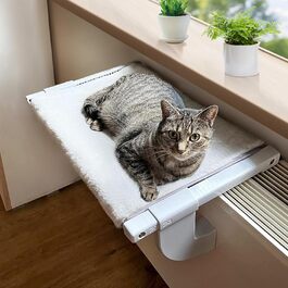 Katzenliegen Bakon Window Hammock for Heater Radiator 67.5 * 34.5cm Window Hammock for Cats Cat Window Lounger Window Seats Cat Bed Window Sill Window Lounger (gray, S)