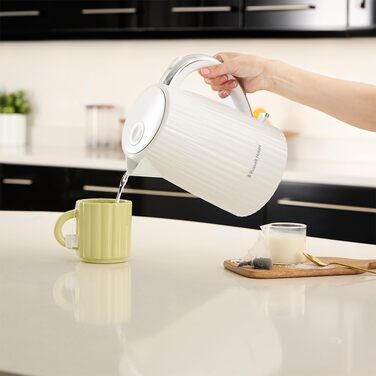 Russell Hobbs Kettle [1.7L 2400W] Eden White, Stainless Steel Accents (removable scale filter, lid opening with push button, water level indicator, illuminated switch, BPA free) Teapot 27360-70