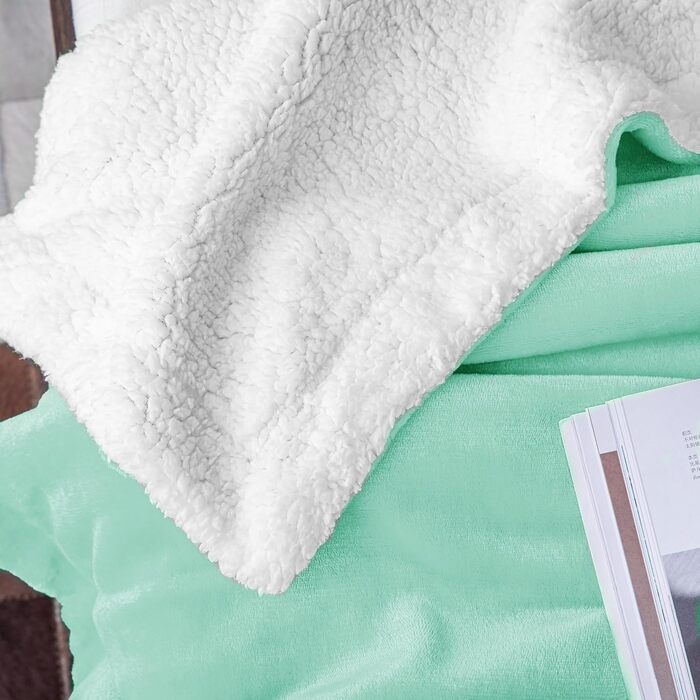 Плед Mixibaby для дому, теплий та м'який, 150 x 200 см, м'ятний колір