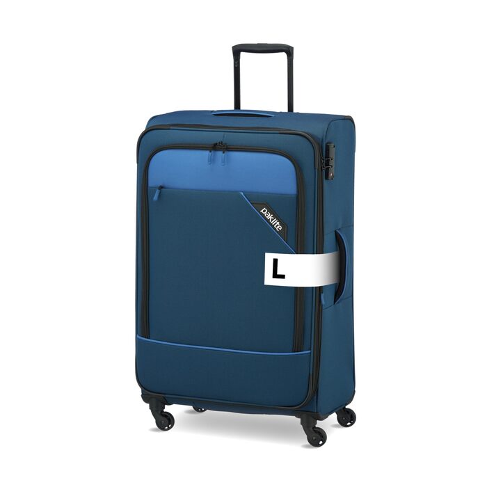 Paklite Валіза ручної поклажі на 4 колесах, 55 см, 41 л, з TSA замком та функцією накладки, блакитна