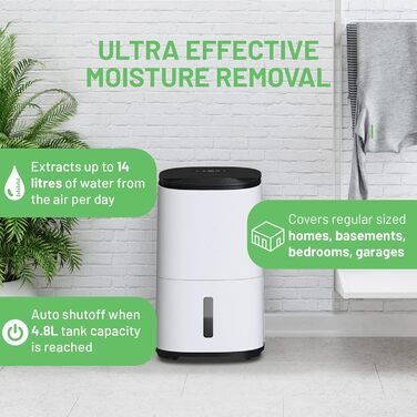 Зволожувач повітря Meaco Arete® One Warm Pebble 12L з HEPA-фільтром для дому до 50 м² - опалення та очищення повітря