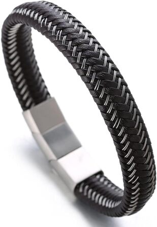 Чоловічий браслет Jazz Halukakah: шкіряний, ручної роботи, з нержавіючою сталлю, регульований розмір, подарункова коробка