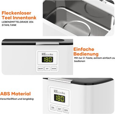 Ультразвукова очищувальна машина KECOOLKE Sonic Cleaner з цифровим таймером для окулярів, каблучок, монет, ювелірних виробів, біла