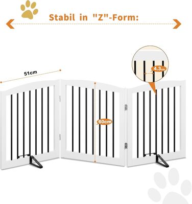 Захисний бар'єр для собак, сітка-перегородка для дому без свердління, металева та дерев'яна, складна, біла, 4 панелі