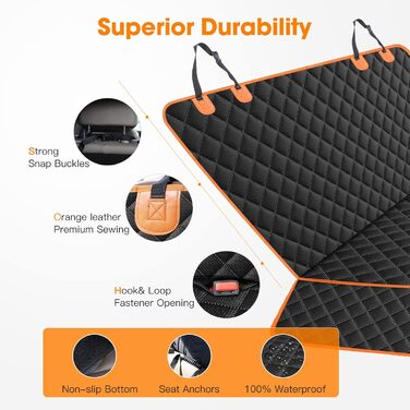 Захисний чохол на сидіння для собак MIXJOY, водовідштовхувальний, з ременем безпеки, для автомобілів, позашляховиків та вантажівок, 53'W x 47'L