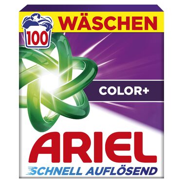 Пральний порошок Ariel Color+ для кольорових речей, швидке розчинення, 100 прань, ефективне видалення плям у холодній воді