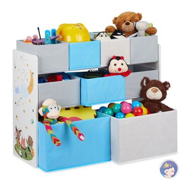 Relaxdays Children's Shelving Unit with Motif and 9 Boxes