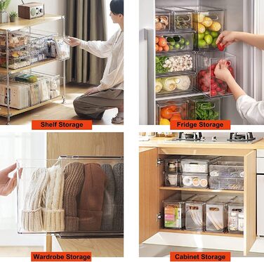 Refrigerator Organizer Drawer Set with Handle, 3-Piece Stackable Kitchen Storage Boxes with Pull-Out Drawer & Lid for Vegetables, Berries, Meat | PET Plastic Food Storage Containers (1 pack-9L)