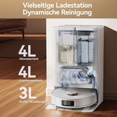 Робот-пилосос JONR T5 Pro з функцією миття, 8150Pa, сушка гарячим повітрям, антизаплутувальні щітки, уникнення перешкод, LiDAR-навігація, док-станція All-in-One