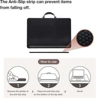 Підставка для ноутбука на колінах, колінцевий столик з подушкою, L – дерев'яний вигляд (M – PU), 30.5 x 57 x 4.5 см