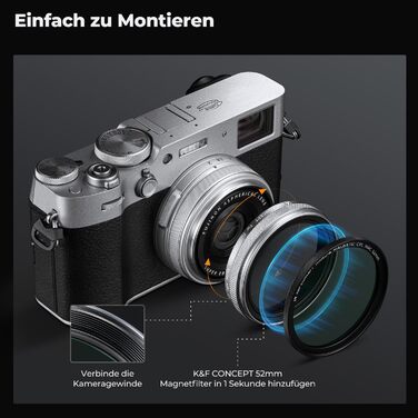 UV фільтр K&F Concept для Fujifilm X100 (X100F/X100S/X100T/X100V/X100VI) - захист об'єктива