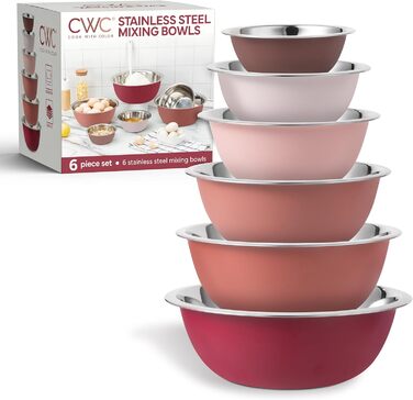 Набір мисок для змішування Cook With Color (6 шт.), нержавіюча сталь, рожевий